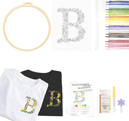Topapfo Alphabet Letter B Stick and Stitch Embroidery Stabilizers, Embroidery Patterns Kit for Cothing T-Shirt Jeans Tote Bags Crafts